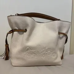 COACH コーチ アンディトートバッグ レザーベージュ アイボリー 馬車 