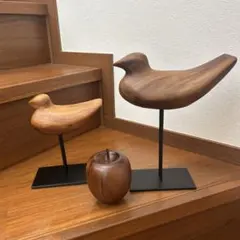 アクタス　木製　オブジェ 鳥　リンゴ 3点セットのサムネイル