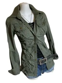 y2k 平成 グランジ シャーリング ギミック ミリタリー シャツ