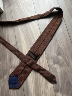 美品　青山　ヒルトン　ネクタイ　テラコッタ チェック　起毛　イタリア製　レトロ