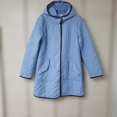 ライトブルー キルティングジャケット フード付き