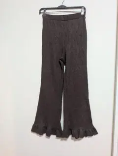 しまむら リブパンツ ブラウン L