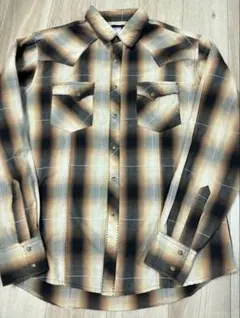 【レア】90s~ Wrangler 茶×黒 オンブレチェック ウエスタンシャツ