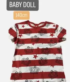 BABY DOLL☆ベビド☆ベビードール美品ボーダーロゴプリント140㎝Tシャツ
