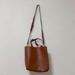 【新品未使用品】アネモネ　ショルダーバッグ　ブラウン　レッド　ピンクベージュのサムネイル