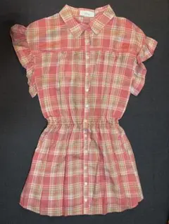 デイシー 未使用品 フリル袖 ピンク系チェック ノースリーブシャツ