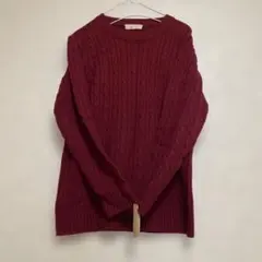 BRICOLAGE ワインレッド ケーブル編み ニット