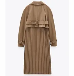 新品☆ZARA ザラ プリーツロングトレンチコート S Brown