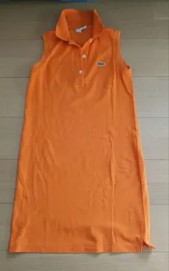 LACOSTEノースリーブポロシャツワンピース 38オレンジ