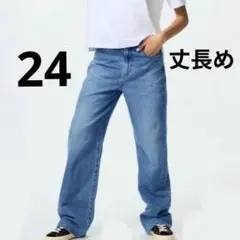 UNIQLO　ワイドストレートジーンズ BLUE 丈長め　24インチ