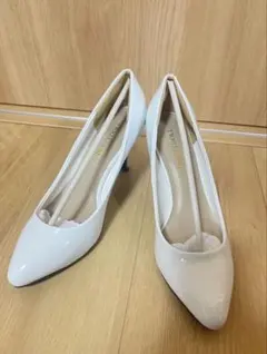 ブライダルシューズ　ホワイトエナメルヒール(Ｌ)
