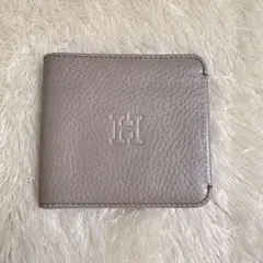 美品✨ HIROFU ヒロフ 2つ折財布　グレージュ シボ革 レザーのサムネイル