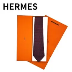 HERMES エルメス ネクタイ 総柄 箱付き シルク