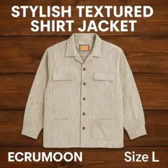 ECRUMOON シャツジャケット 生成り ストライプ Lサイズ 美品