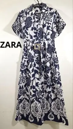 美品　ZARA ザラ　フラワープリント ミディワンピース　リゾート　大きい　M
