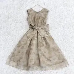 美品✨ アーバンリサーチ ロッソ ワンピース ベージュ Aライン 花柄 リボン
