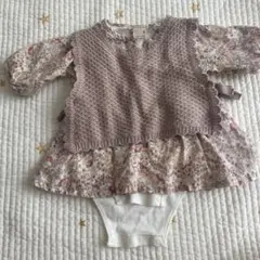 petit main 花柄ロンパース 80 ベスト付き