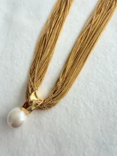 【極美品】ANNE KLEIN 多連チェーンネックレス ゴールド　パール付きのサムネイル