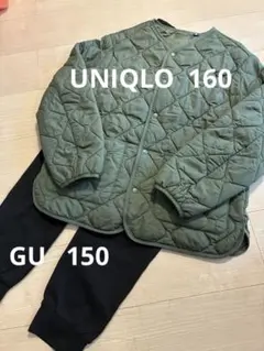 UNIQLO キルティングジャケット パデット　イージーパンツ セット 160