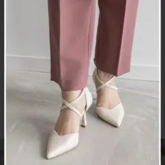 RANDA ランダ キレイめストラップパンプス アイボリー ヒール8cm
