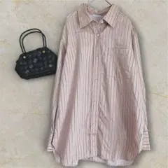 ワン オブ マインベージュストライプ ロング丈シャツ 羽織
