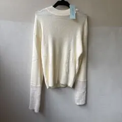 リブ ニット 白