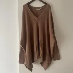 B03009 MOUSSY マウジー　ブラウン アシンメトリー　Vネックニット
