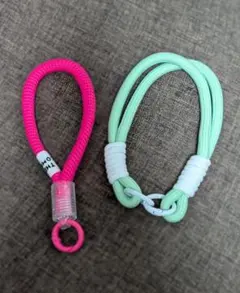 スマホハンドストラップ2個セット　ピンク　ミントグリーン