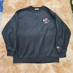 ディズニー ミッキーマウス スウェット 黒 裏起毛 Lサイズ
