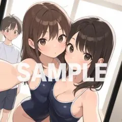 AI美少女 A4光沢紙ポスター 競泳水着 自撮り