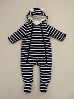 【極美品】baby GAP ジャンプスーツ 裏ボア くま耳 ボーダー 70cm