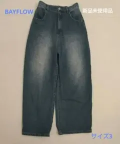 【未使用】BAYFLOW JEANS ダークブルー　ワイドレッグデニム　サイズ3のサムネイル