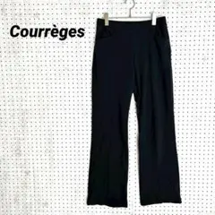 クレージュ ロゴ刺繍 フレアパンツ ブラック ストレッチ（42）リラックス