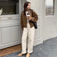 PUレザー フェイクレザー ジャケット アウター ブラウン