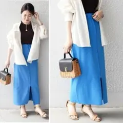 春夏物★美品★SHIPS 2wayリブスカート 定価9,350円 ブルーのサムネイル