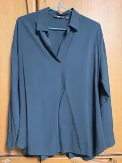 ユニクロ　レーヨンエアリースキッパーカラーブラウス　L 長袖　UNIQLO