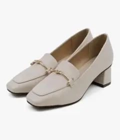 Vivian パンプス　ローファー　ビット　チャンキーヒール　アイボリー