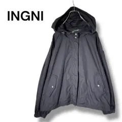 イング　フード付きブルゾン　ブラック　M ライトアウター　カジュアルジャケット