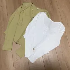 GU 長袖トップス 2点セット 黄緑・白