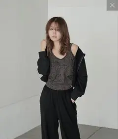 【RAY CASSIN】カップ付き レオパードパット付レースロゴレイヤードキャミのサムネイル