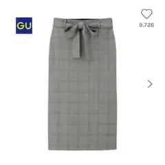 グレンチェック タイトスカート GU リボン付き