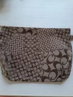 ハンドメイド　ポーチ　ブラウン