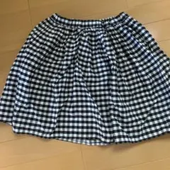 GLOBAL work ブラックホワイトチェックスカート M