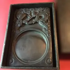 硯 彫刻入り 楕円形 専用箱付き硯と同じ石製彫刻の蓋付き - メルカリ