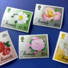 ✨️4969 外国切手 バシューダ 1989年 ローズ バラの花 5種完
