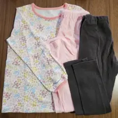 花柄長袖パジャマセット　120 パンツ　3点　まとめ売り