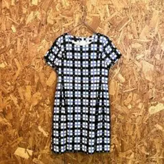 GALLERY VISCONTI 膝丈ワンピース フレア チェック柄 花柄