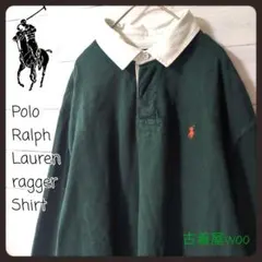90Ｓ古着ぽろラルフローレンラガーシャツ刺繍ロゴ長袖Ｔ