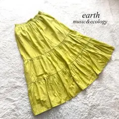 A1【アースミュージックアンドエコロジー】ロングティアードスカート　黄色　F