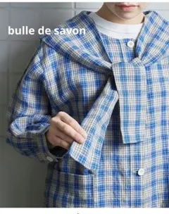 ビュルデサボン　セーラー襟付きチェックシャツ 　春夏